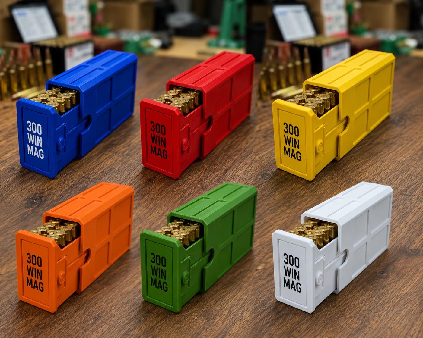 300 Winchester Magnum Ammo Box | 20 Round Stackable Storage Case | Dual-Latch Ammo Holder