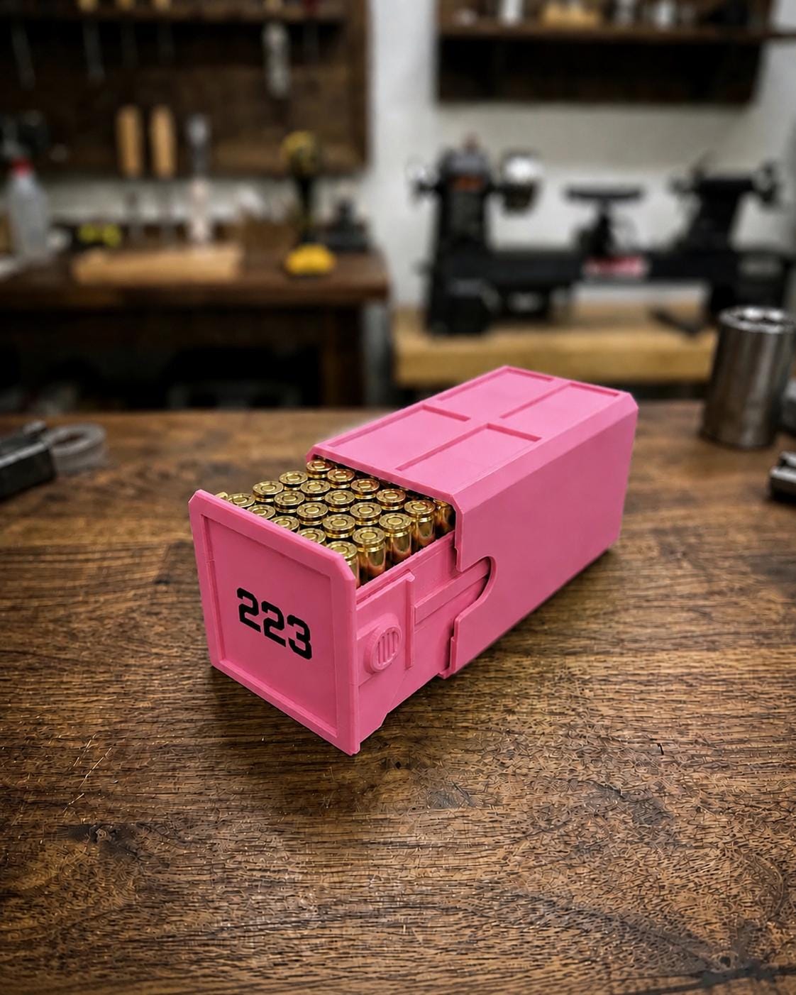 223 Ammo Box – 50 Round Stackable Ammunition Storage Case – Sliding Drawer with Dual Latches