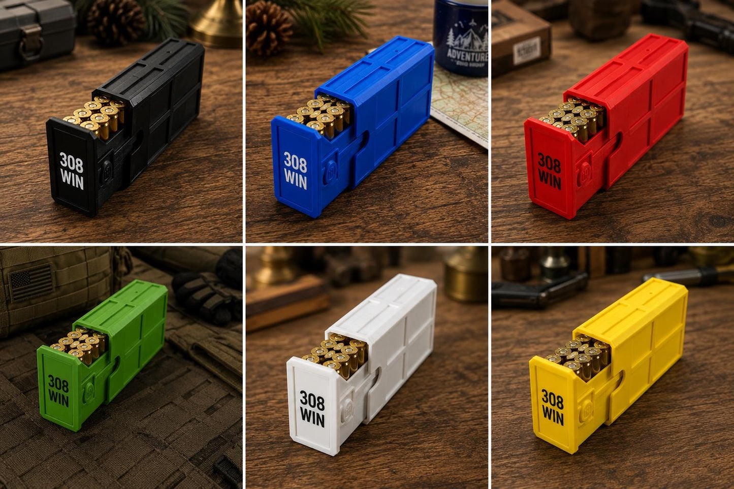 308 Winchester Magnum Ammo Box | 20 Round Stackable Storage Case | Dual-Latch Ammo Holder