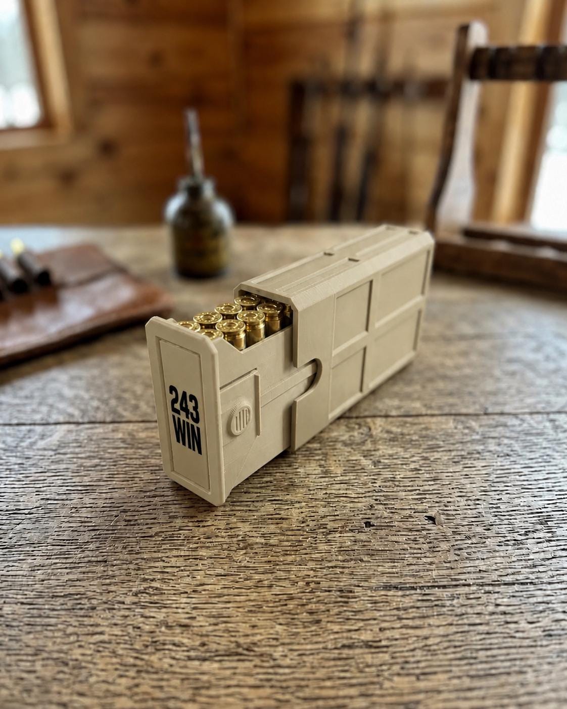 243 Winchester Ammo Box – 20-Round Stackable Sliding Ammunition Storage Case, 3D-Printed Range & Hunting Organizer
