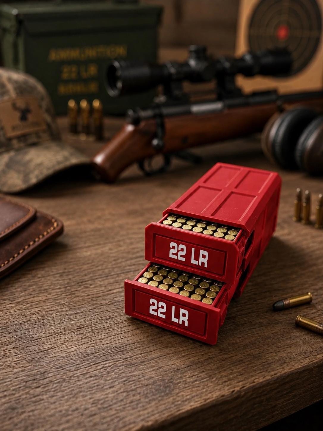 22LR Ammo Box – 210 Round Capacity – Stackable Sliding Ammunition Storage Case
