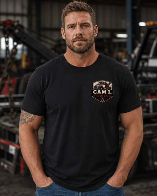 Cam L. Towing T-Shirt | Funny Tow Truck Performance Tee