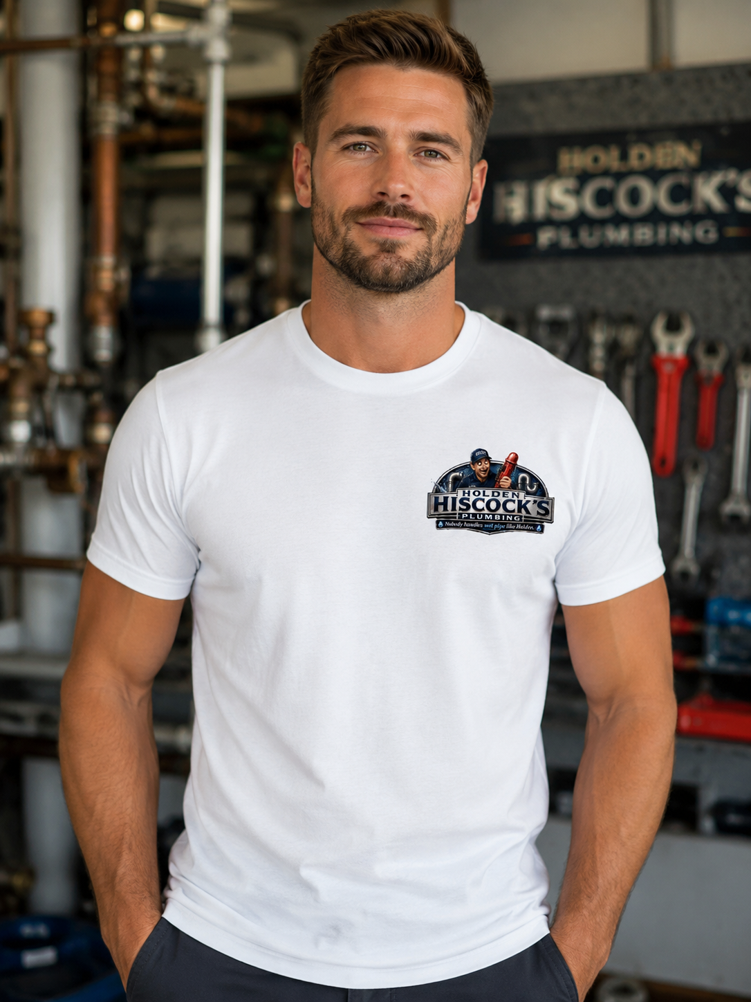 Holden Hiscock's Plumbing T-Shirt | Funny Plumber Performance Tee