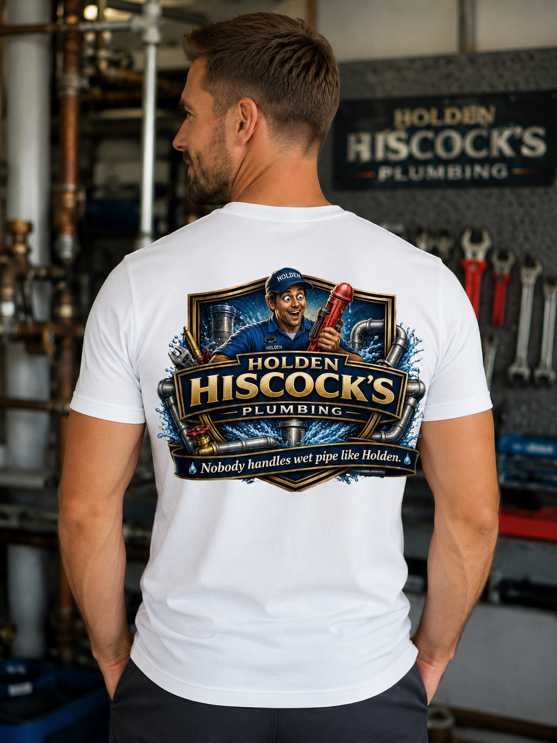 Holden Hiscock's Plumbing T-Shirt | Funny Plumber Performance Tee