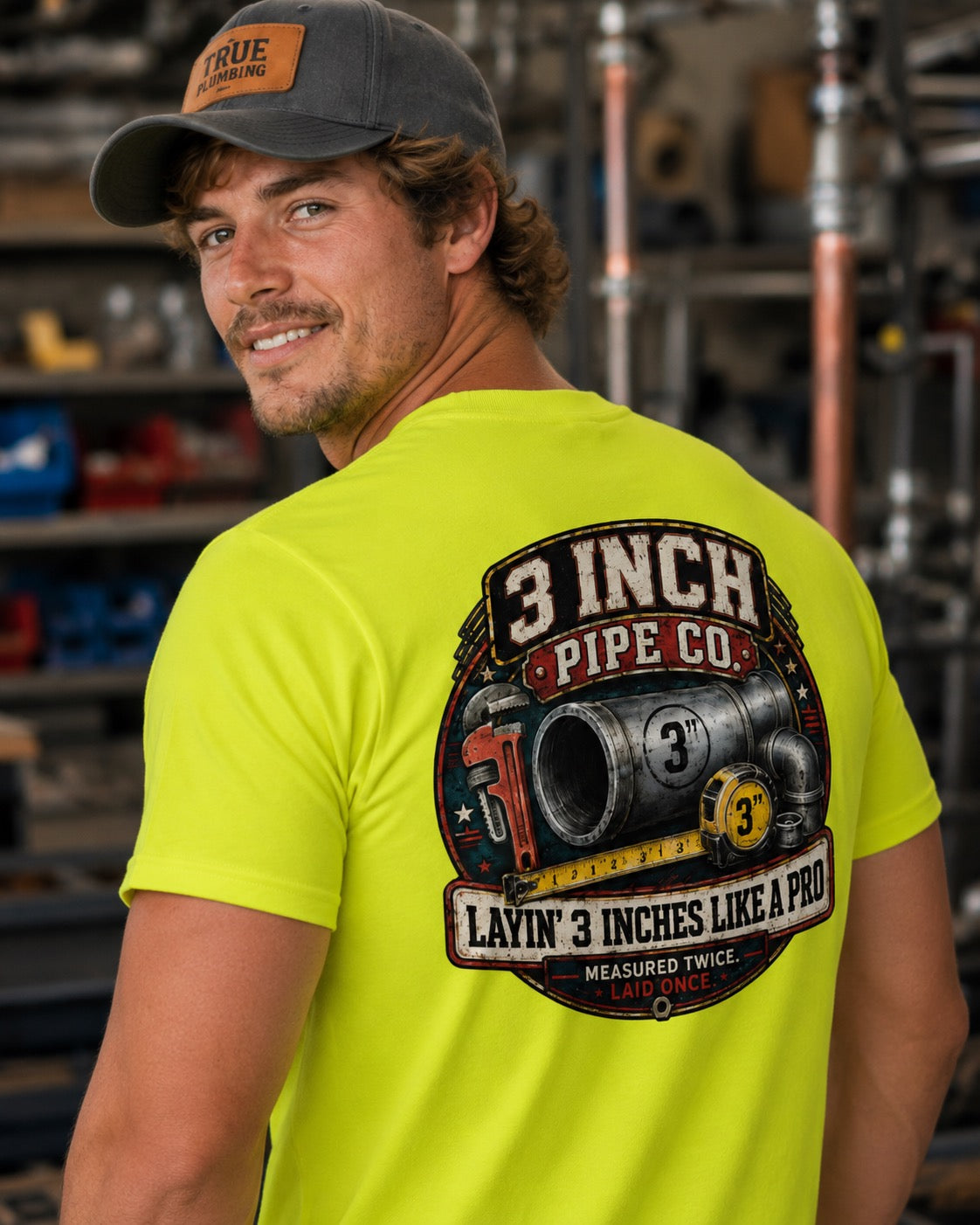 3 Inch Pipe Co. T-Shirt | Funny Plumbing Performance Tee