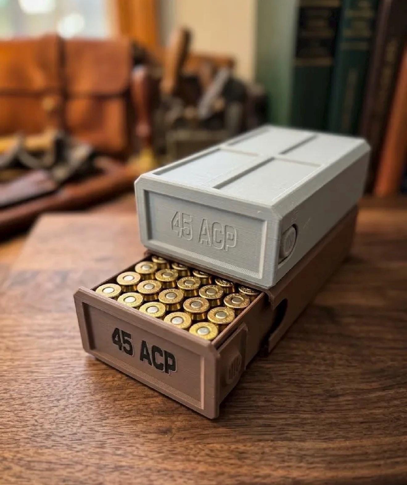 45 ACP Stackable Ammo Case – 50 Round Storage Box for Range & Reloading Ammo