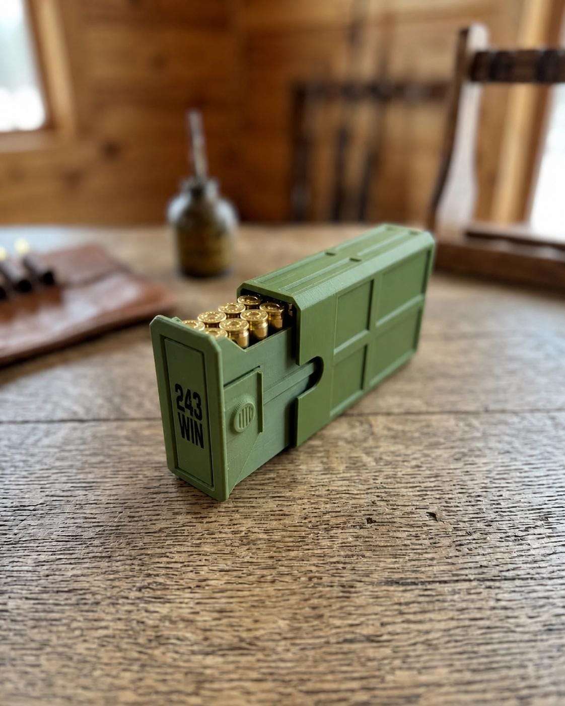 243 Winchester Ammo Box – 20-Round Stackable Sliding Ammunition Storage Case, 3D-Printed Range & Hunting Organizer