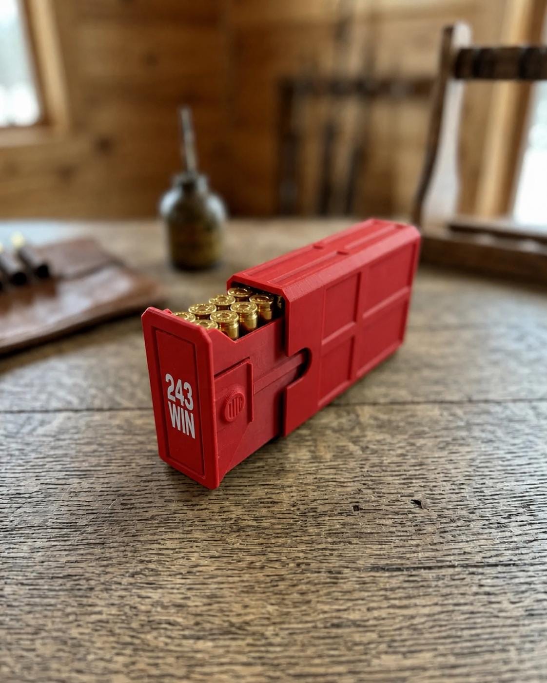 243 Winchester Ammo Box – 20-Round Stackable Sliding Ammunition Storage Case, 3D-Printed Range & Hunting Organizer
