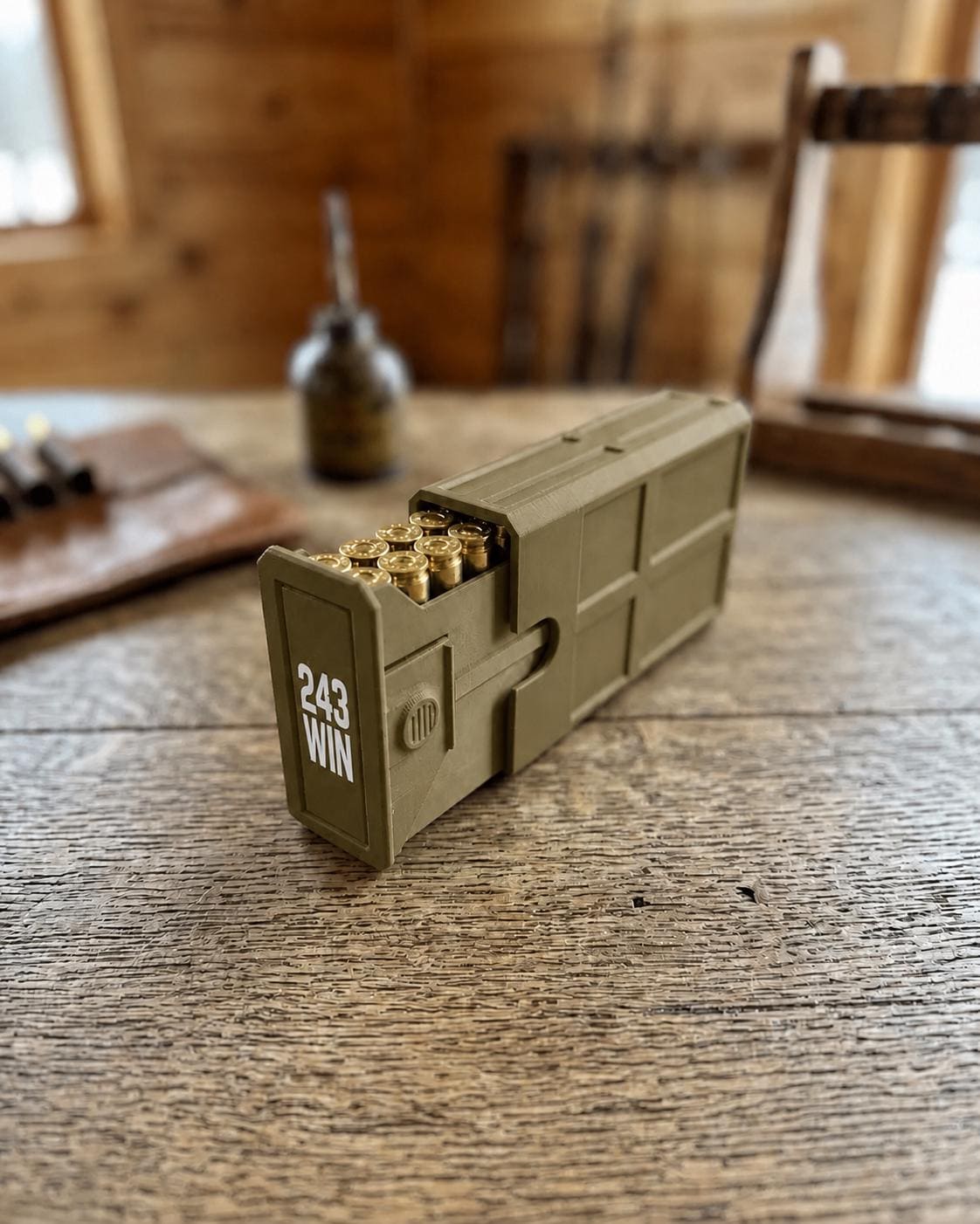 243 Winchester Ammo Box – 20-Round Stackable Sliding Ammunition Storage Case, 3D-Printed Range & Hunting Organizer