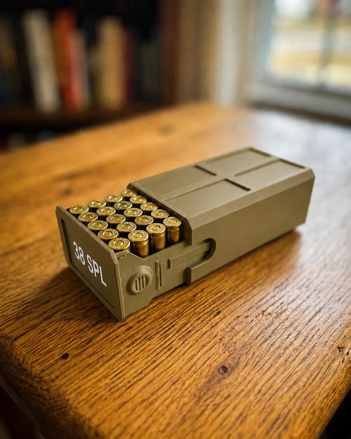38 Special Ammo Case – 50 Round Stackable Storage Box, Dual-Latch System
