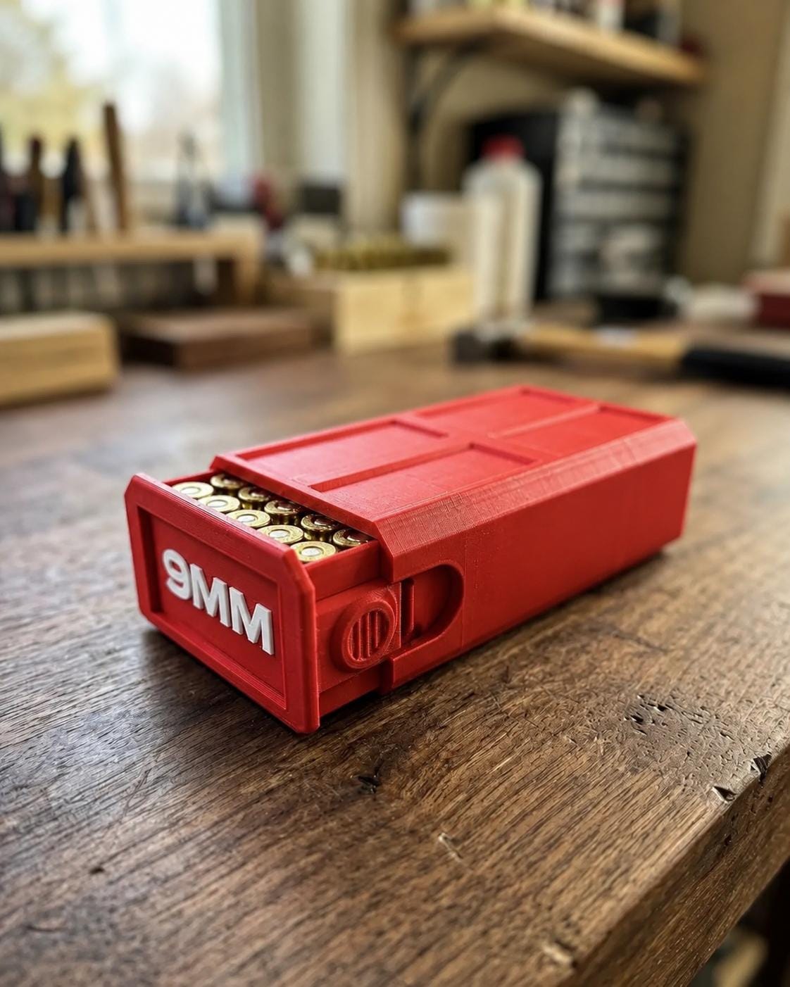9MM Ammo Storage Box – 50 Round Stackable Case, Dual-Latch Organizer