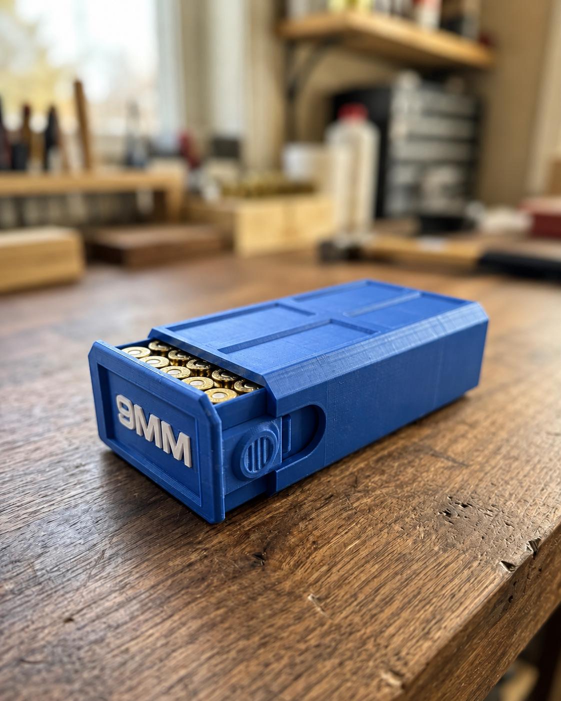 9MM Ammo Storage Box – 50 Round Stackable Case, Dual-Latch Organizer