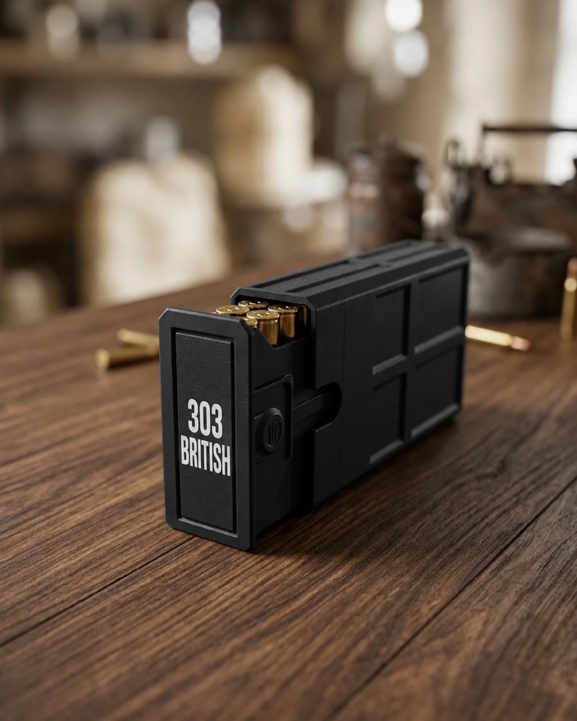 303 British Ammo Box | 20-Round Ammunition Storage Case | Stackable Sliding Cartridge Organizer