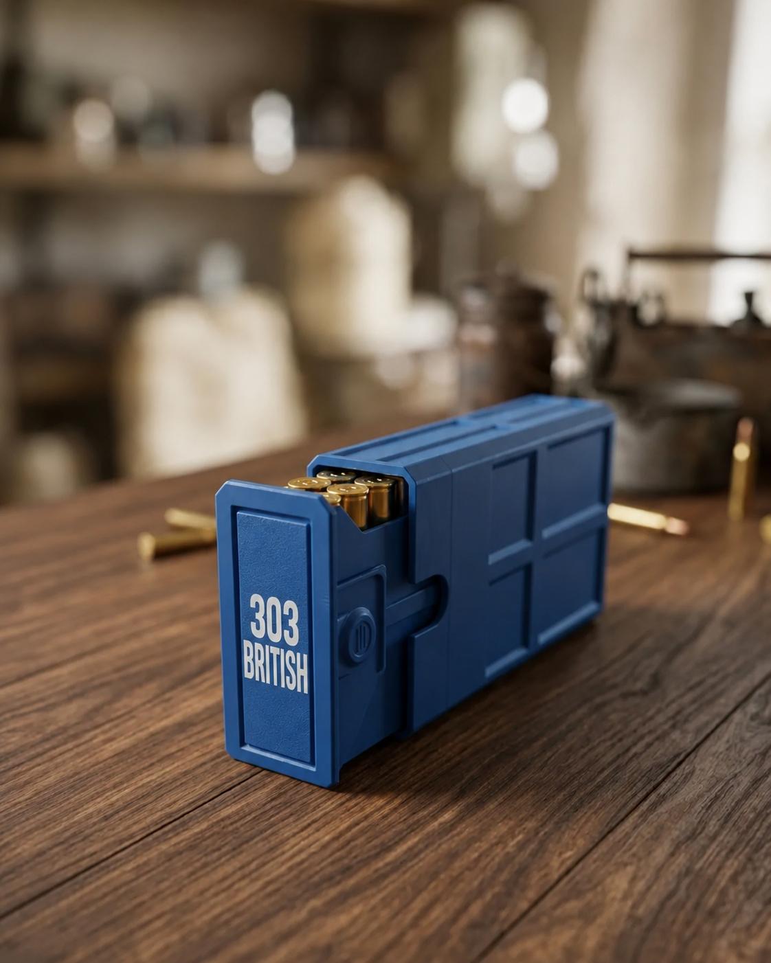 303 British Ammo Box | 20-Round Ammunition Storage Case | Stackable Sliding Cartridge Organizer