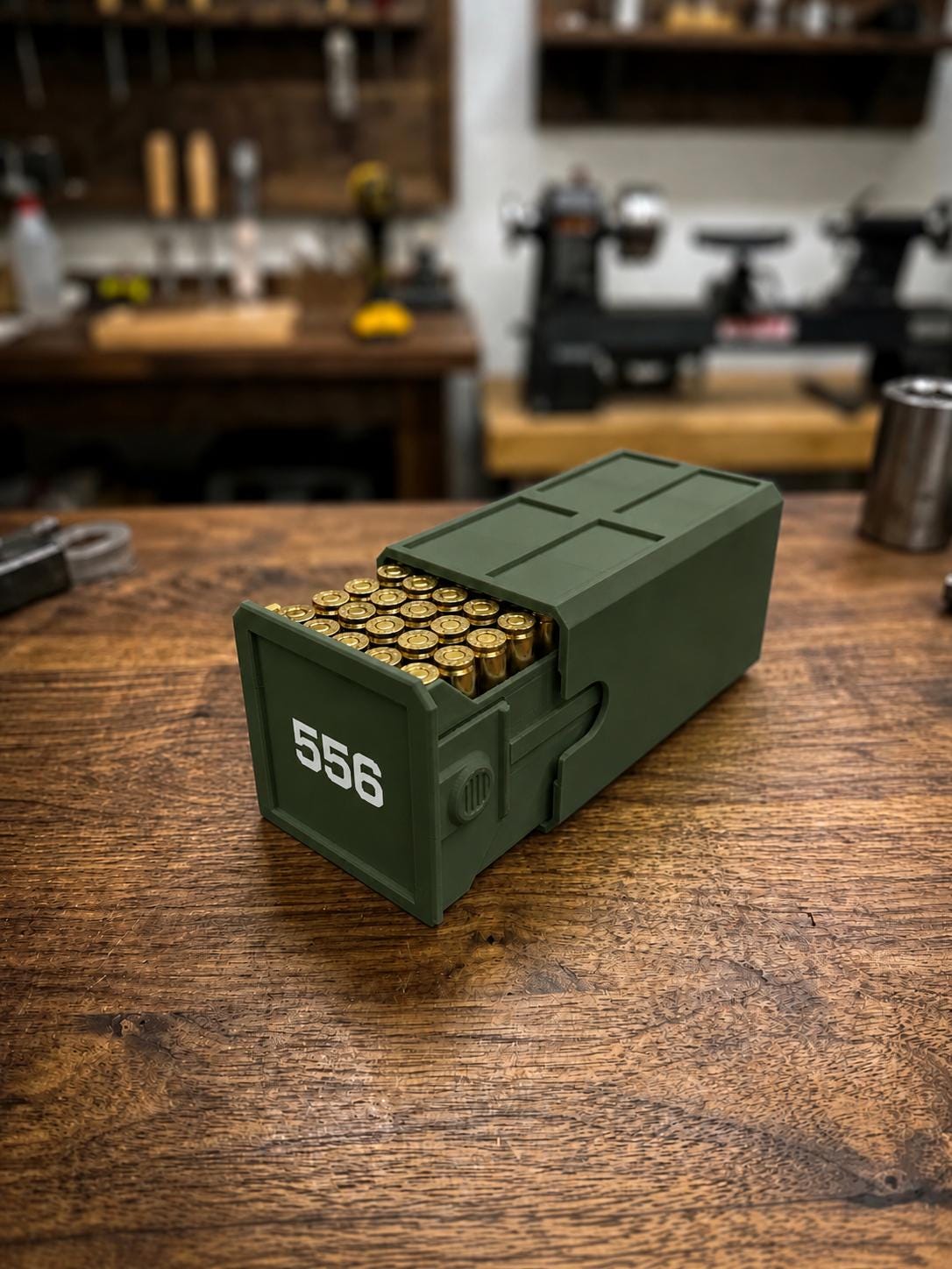 5.56 Ammo Box – 50 Round Stackable Ammunition Storage Case – Sliding Drawer with Dual Latches