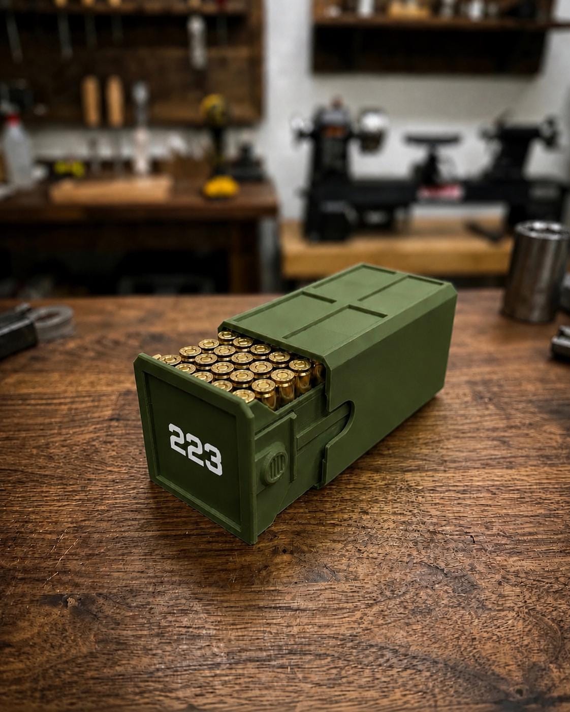 223 Ammo Box – 50 Round Stackable Ammunition Storage Case – Sliding Drawer with Dual Latches