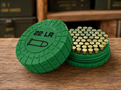 22LR Pocket Ammo Box – 55 Round Capacity – Compact Stackable Sliding Ammunition Storage Case