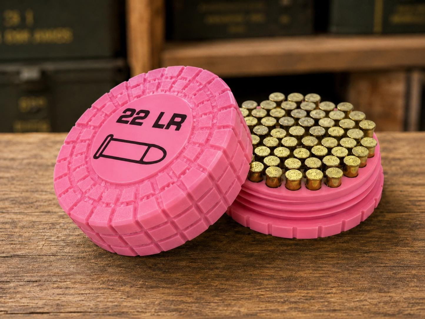 22LR Pocket Ammo Box – 55 Round Capacity – Compact Stackable Sliding Ammunition Storage Case