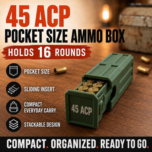 45 ACP Ammo Case – 16 Round Stackable Pocket Storage Box