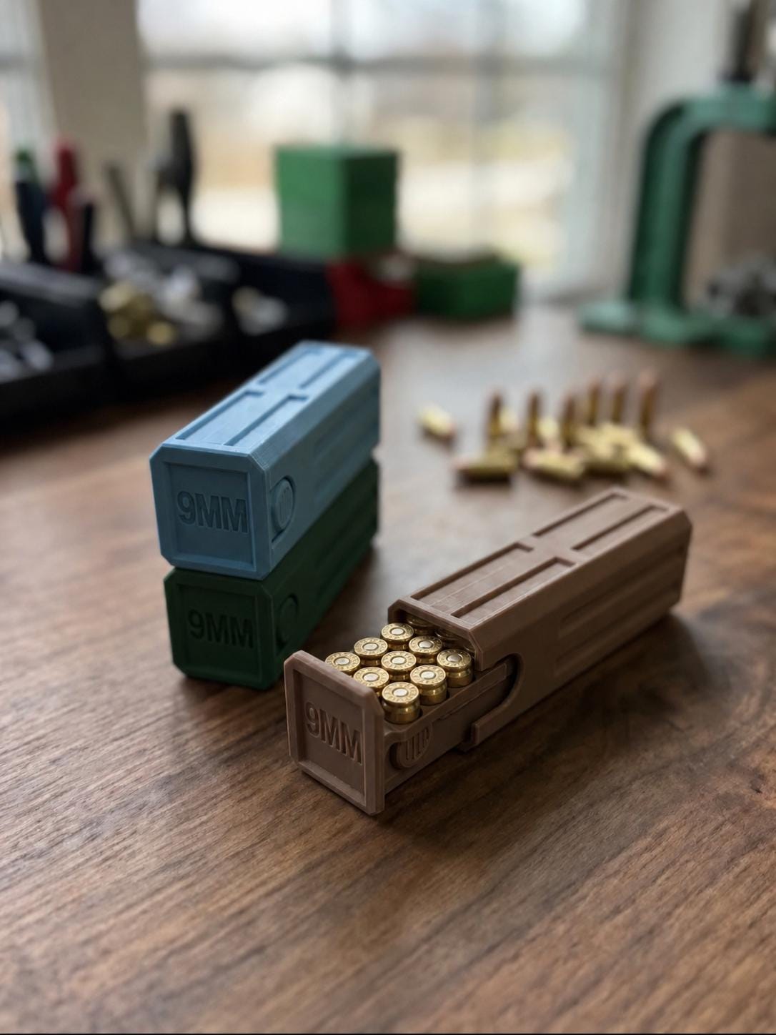 9MM Ammo Pocket Storage Box – 20 Round Stackable Case, Dual-Latch Organizer