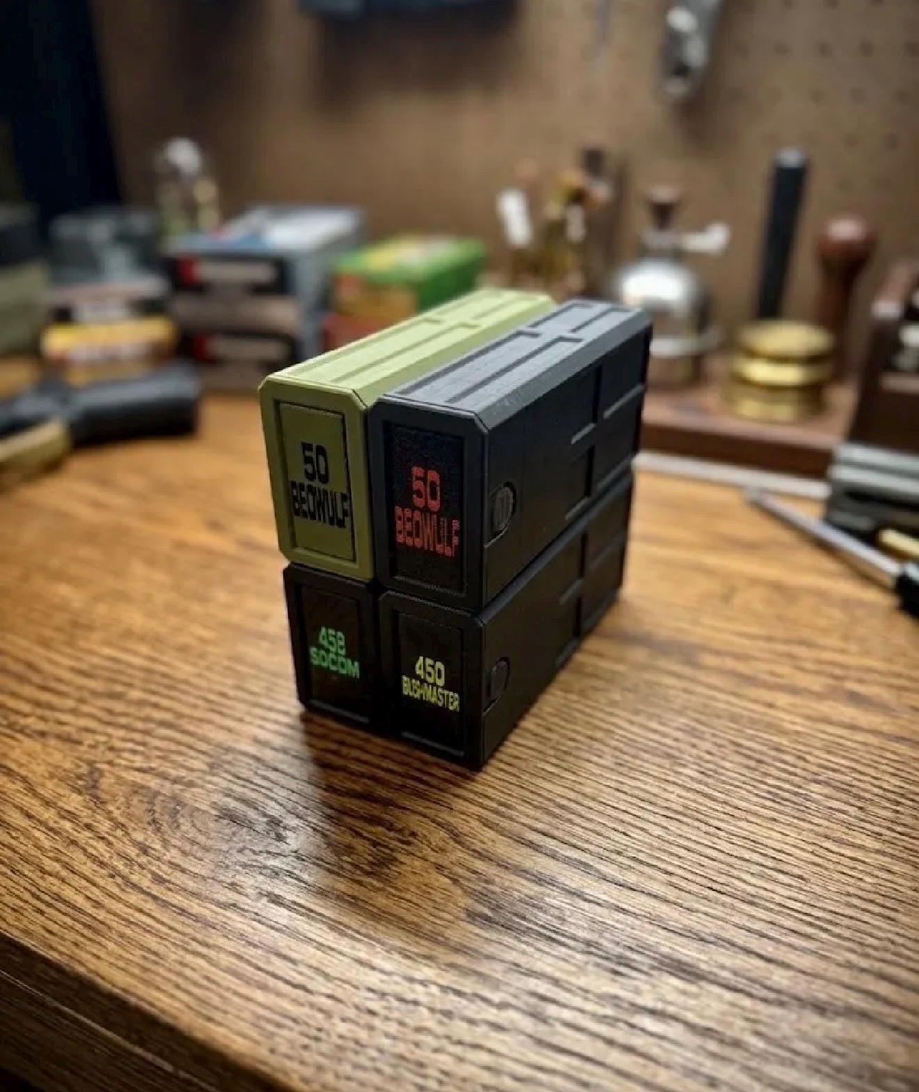 458 SOCOM Ammo Box – Empty 20 Round 3D Printed Ammunition Storage Case, Stackable Sliding Range Box, Secure Dual Latch Holder