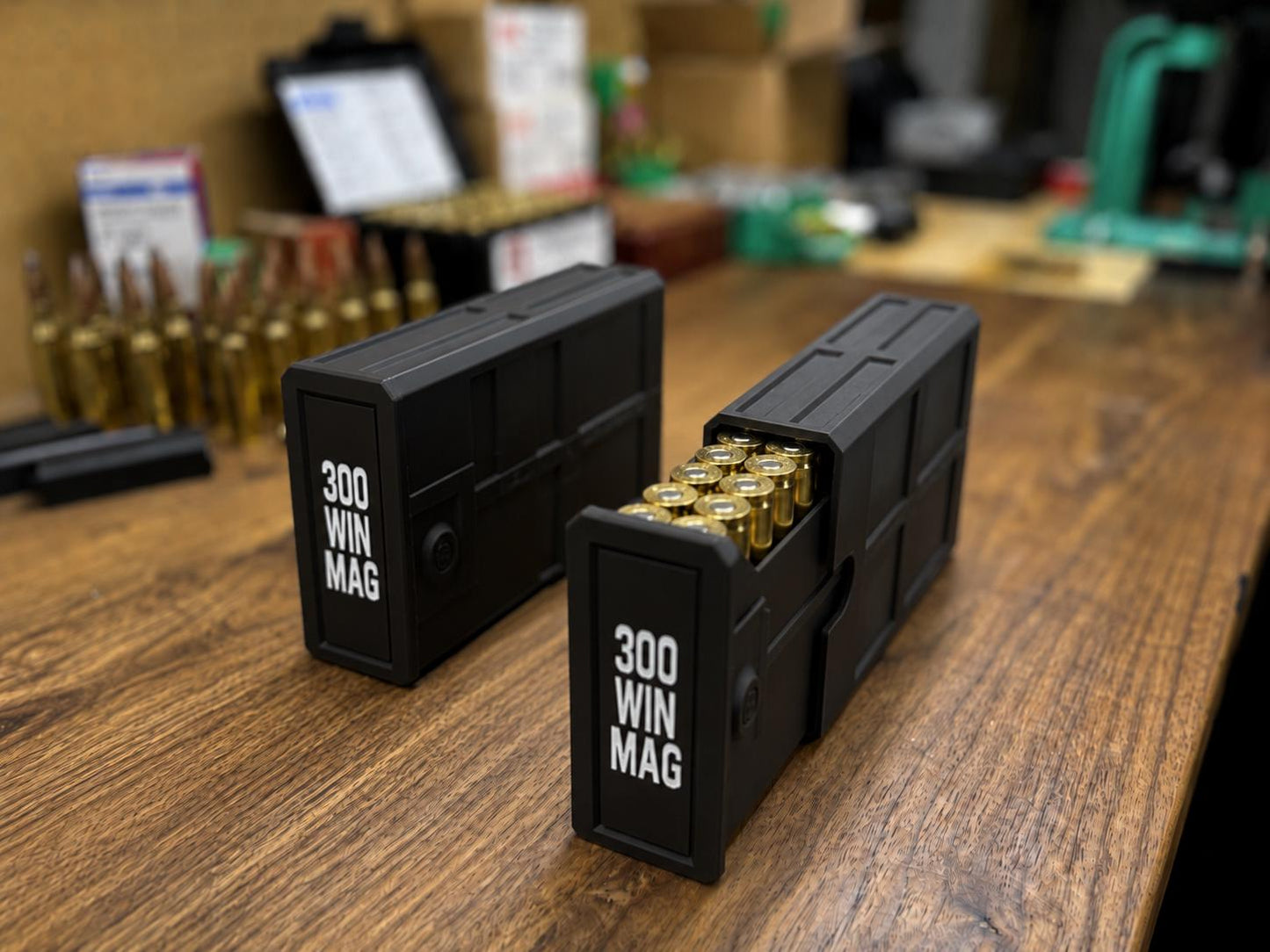 300 Winchester Magnum Ammo Box | 20 Round Stackable Storage Case | Dual-Latch Ammo Holder