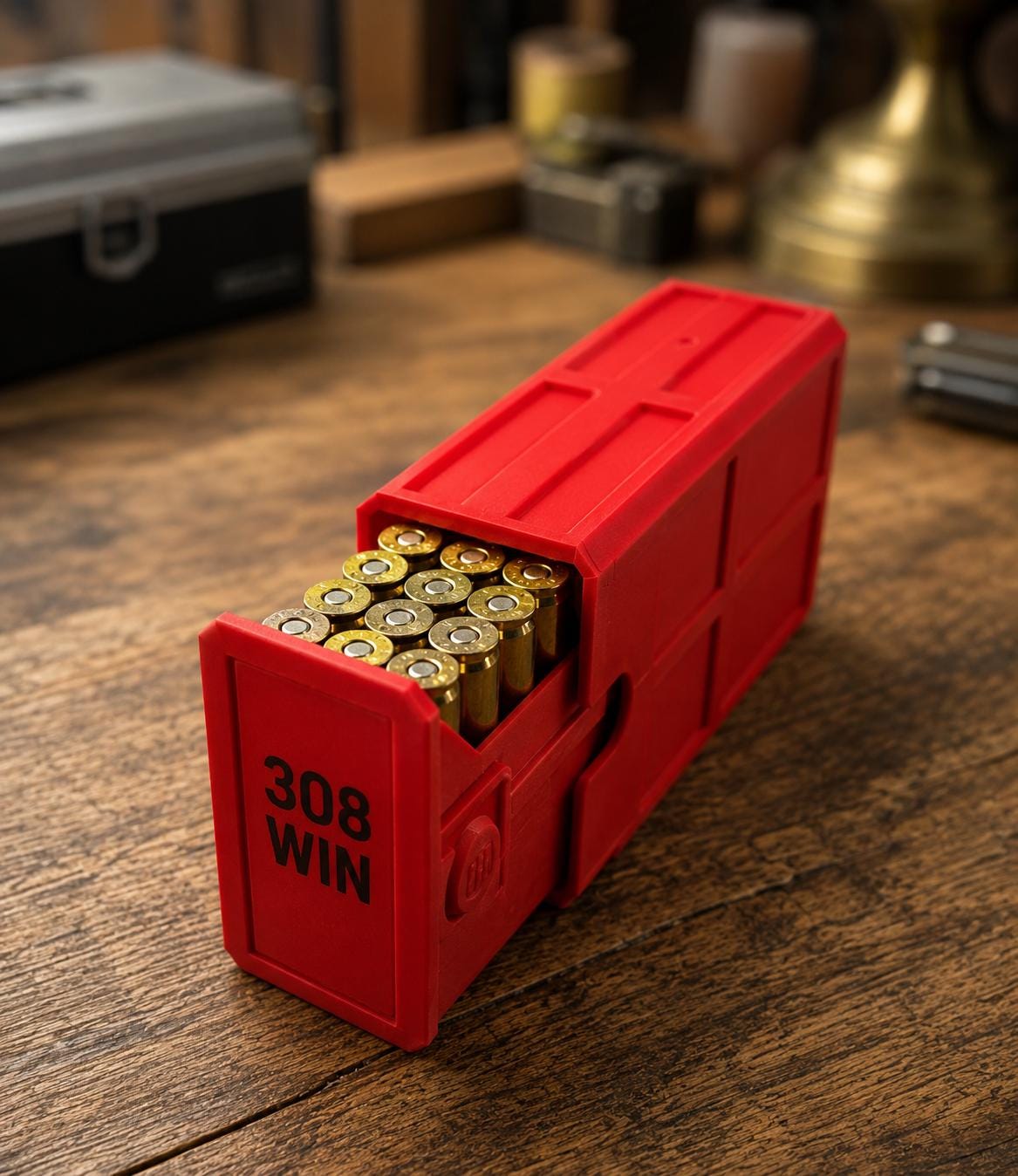 308 Winchester Magnum Ammo Box | 20 Round Stackable Storage Case | Dual-Latch Ammo Holder