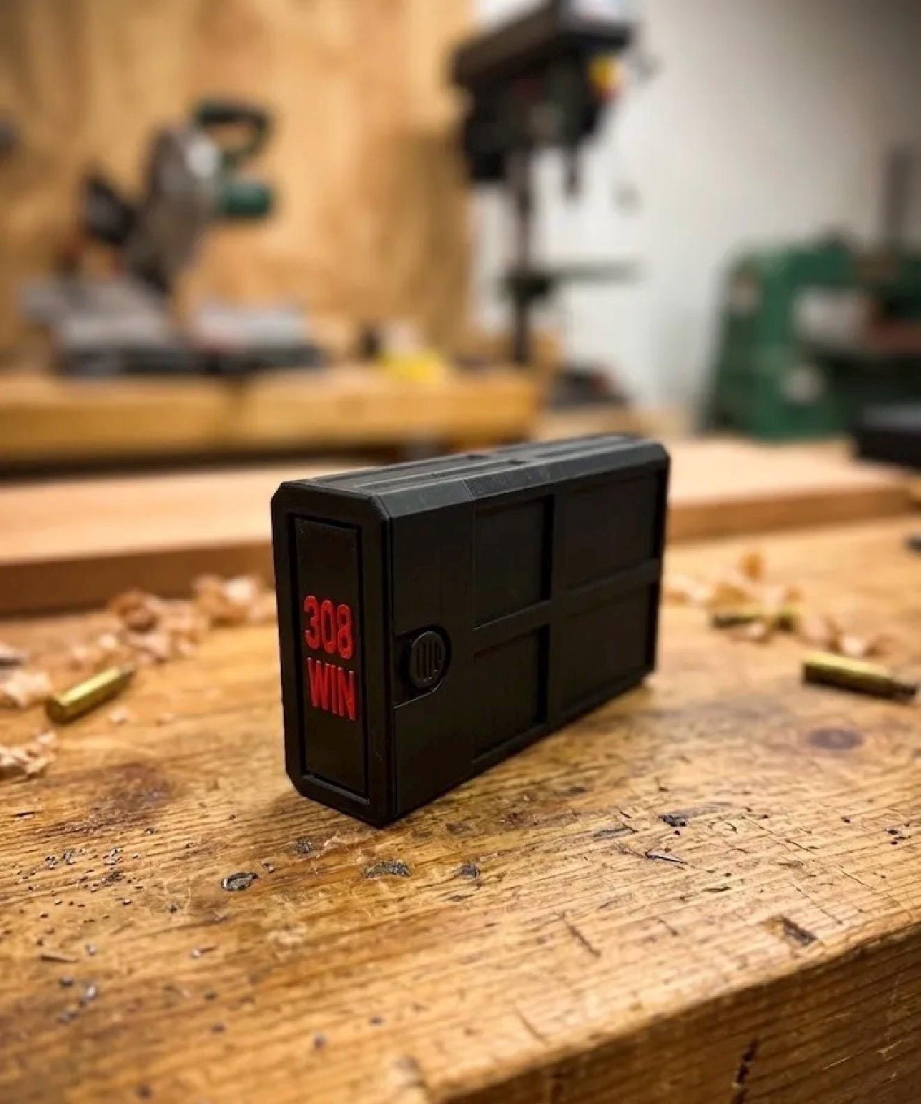 308 Winchester Magnum Ammo Box | 20 Round Stackable Storage Case | Dual-Latch Ammo Holder
