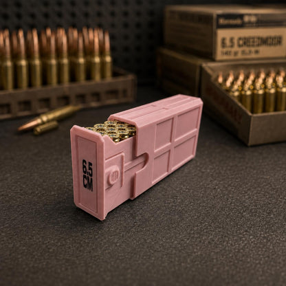 6.5 Creedmoor Ammo Box, 20 Round 6.5 CM Ammunition Storage Case, Custom, Sliding Tray Stackable Range Box