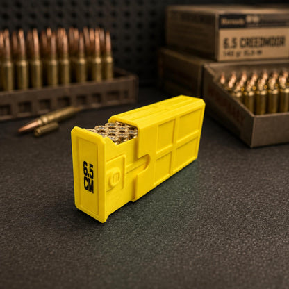 6.5 Creedmoor Ammo Box, 20 Round 6.5 CM Ammunition Storage Case, Custom, Sliding Tray Stackable Range Box