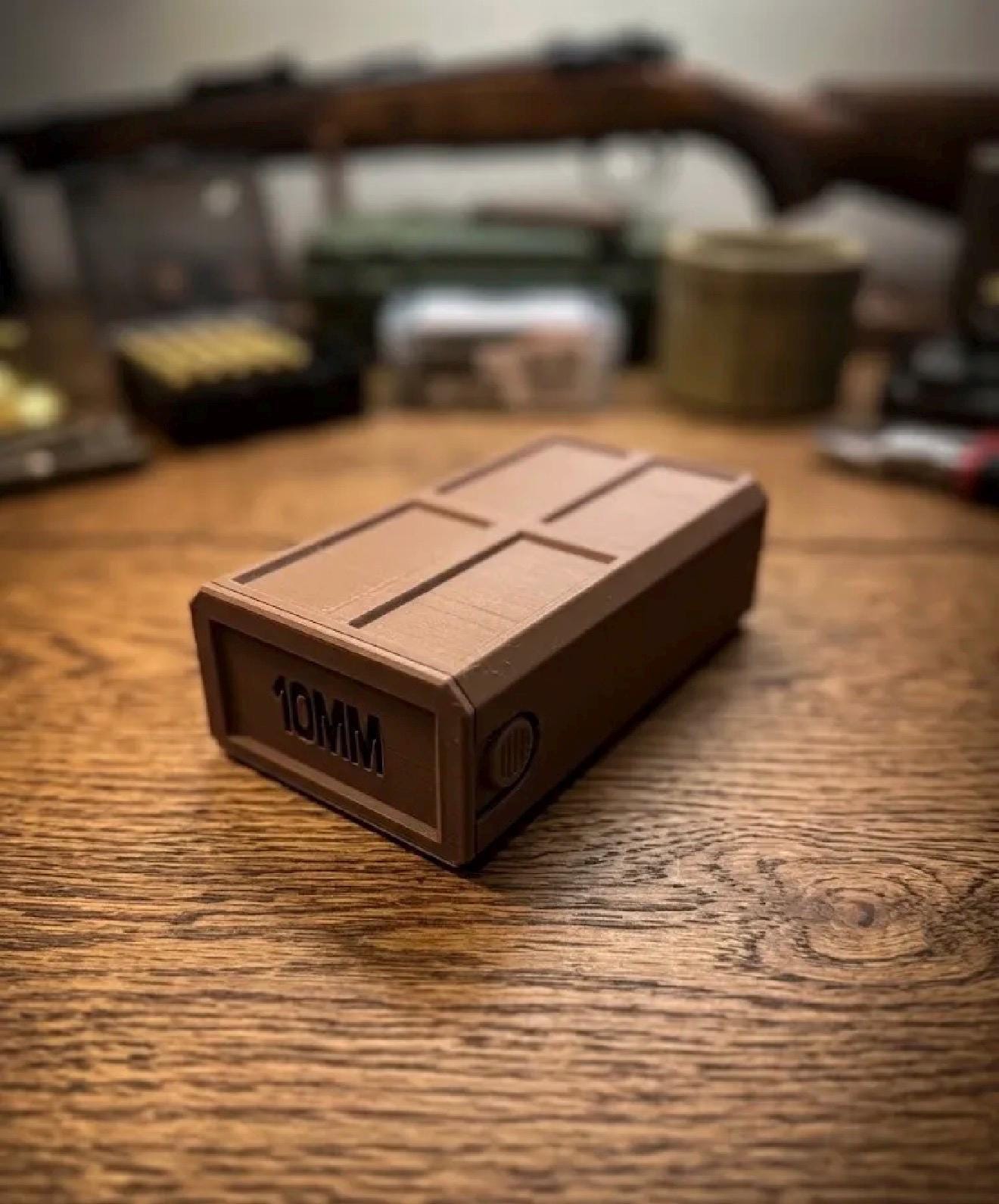 10MM Ammo Storage Box – 50 Round Stackable Case, Secure Latches, Personalized Colors