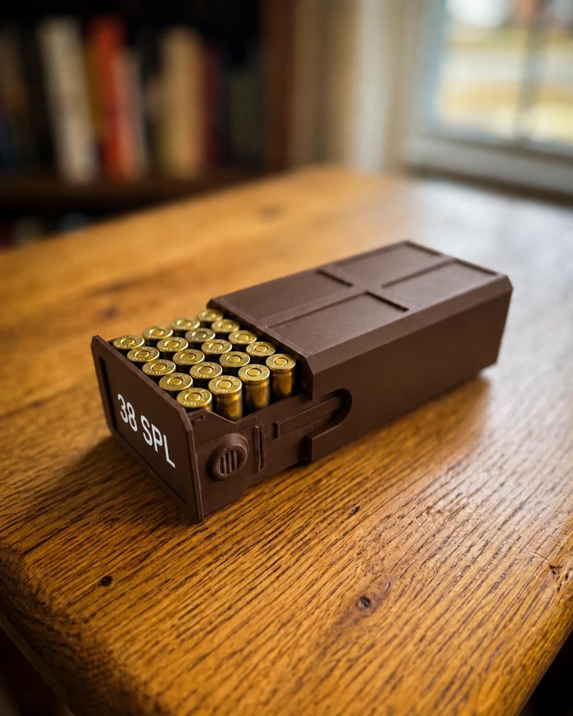 38 Special Ammo Case – 50 Round Stackable Storage Box, Dual-Latch System