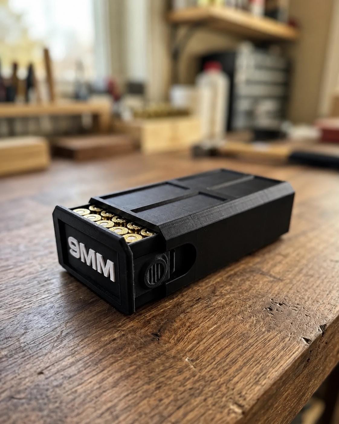 9MM Ammo Storage Box – 50 Round Stackable Case, Dual-Latch Organizer