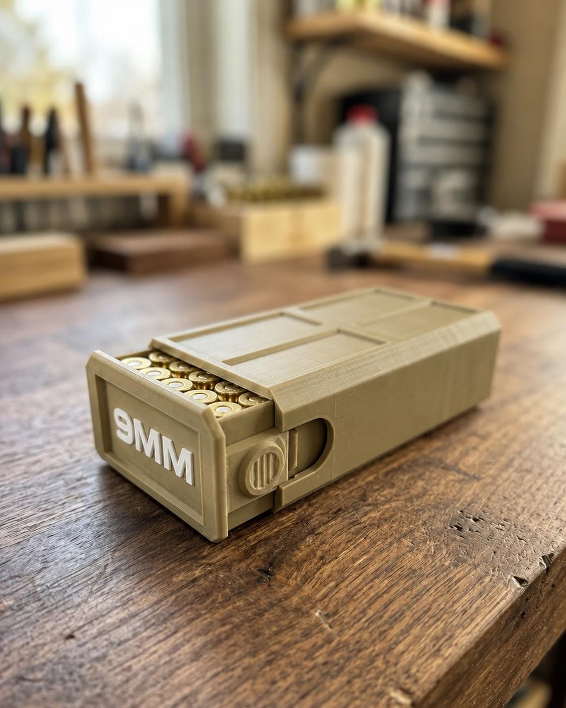 9MM Ammo Storage Box – 50 Round Stackable Case, Dual-Latch Organizer