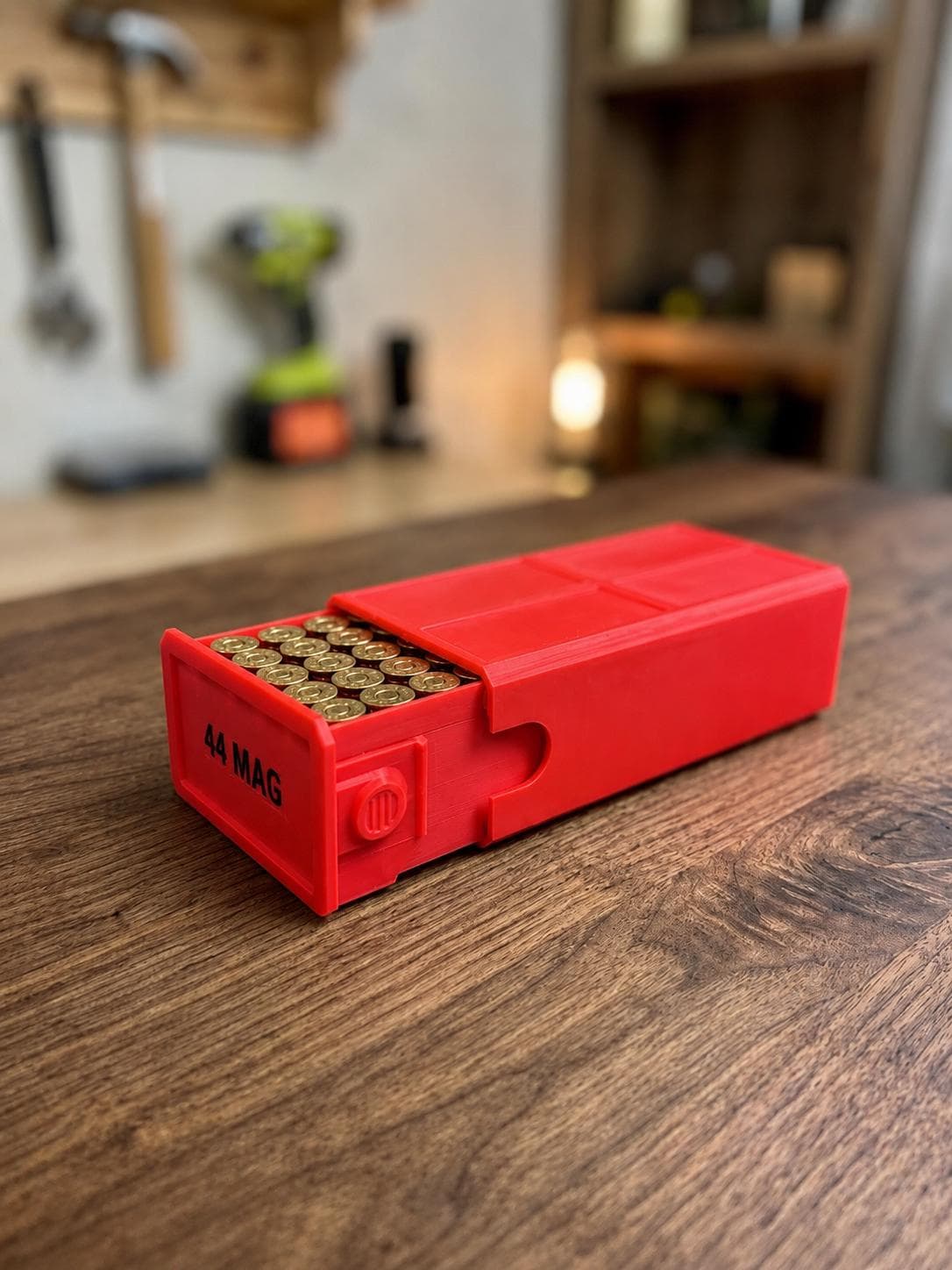 44 Magnum Ammo Storage Box – 50 Rounds, Stackable w/ Secure Dual Latch. Custom Colors