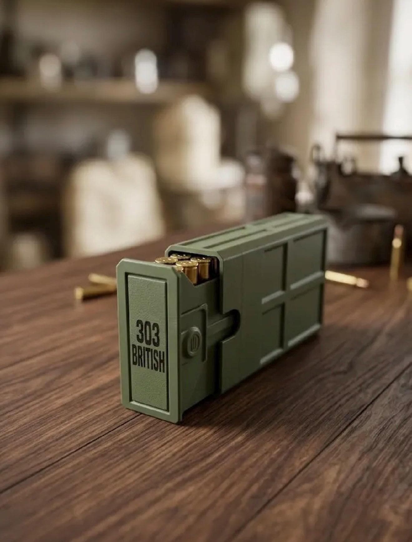 303 British Ammo Box | 20-Round Ammunition Storage Case | Stackable Sliding Cartridge Organizer
