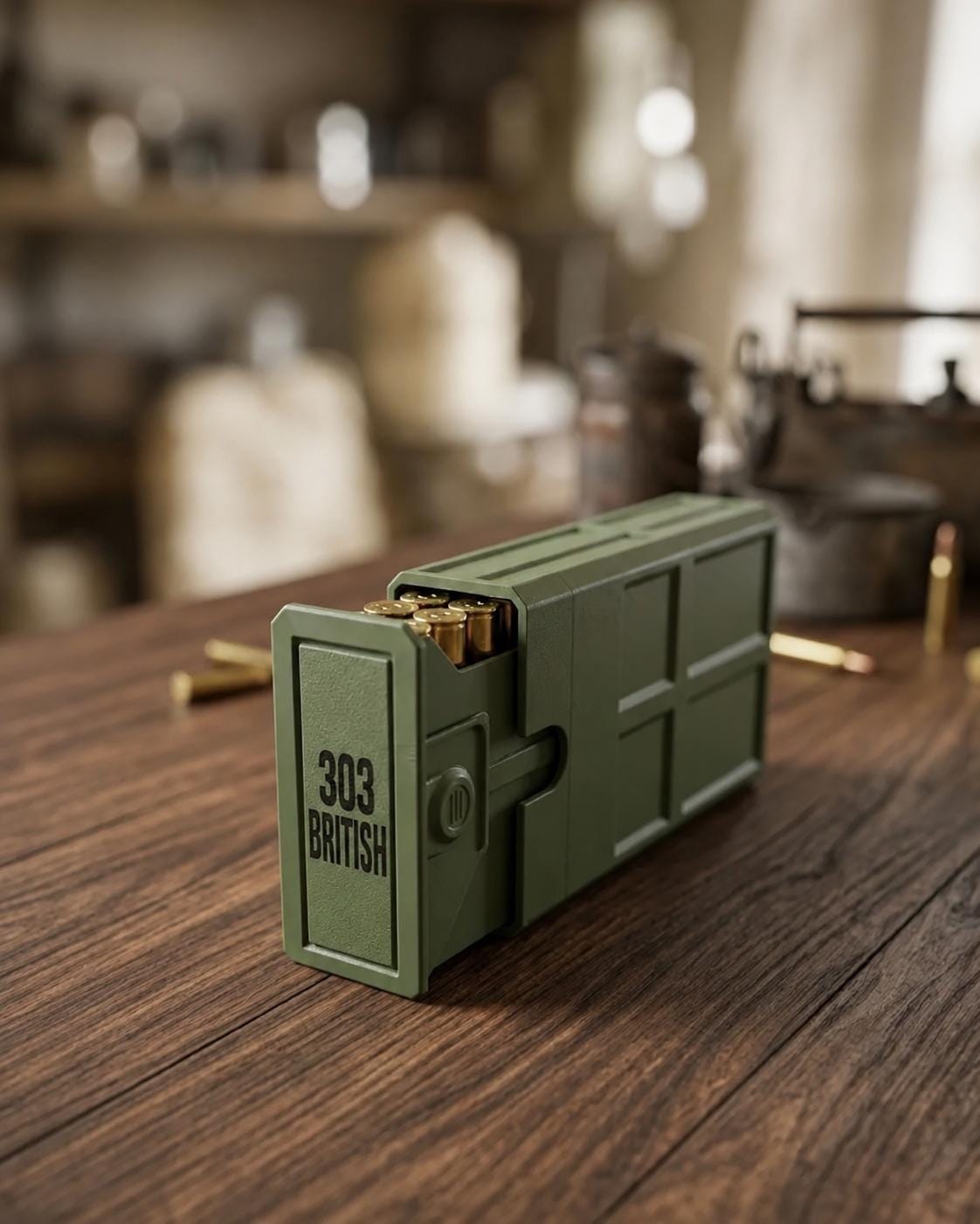 303 British Ammo Box | 20-Round Ammunition Storage Case | Stackable Sliding Cartridge Organizer