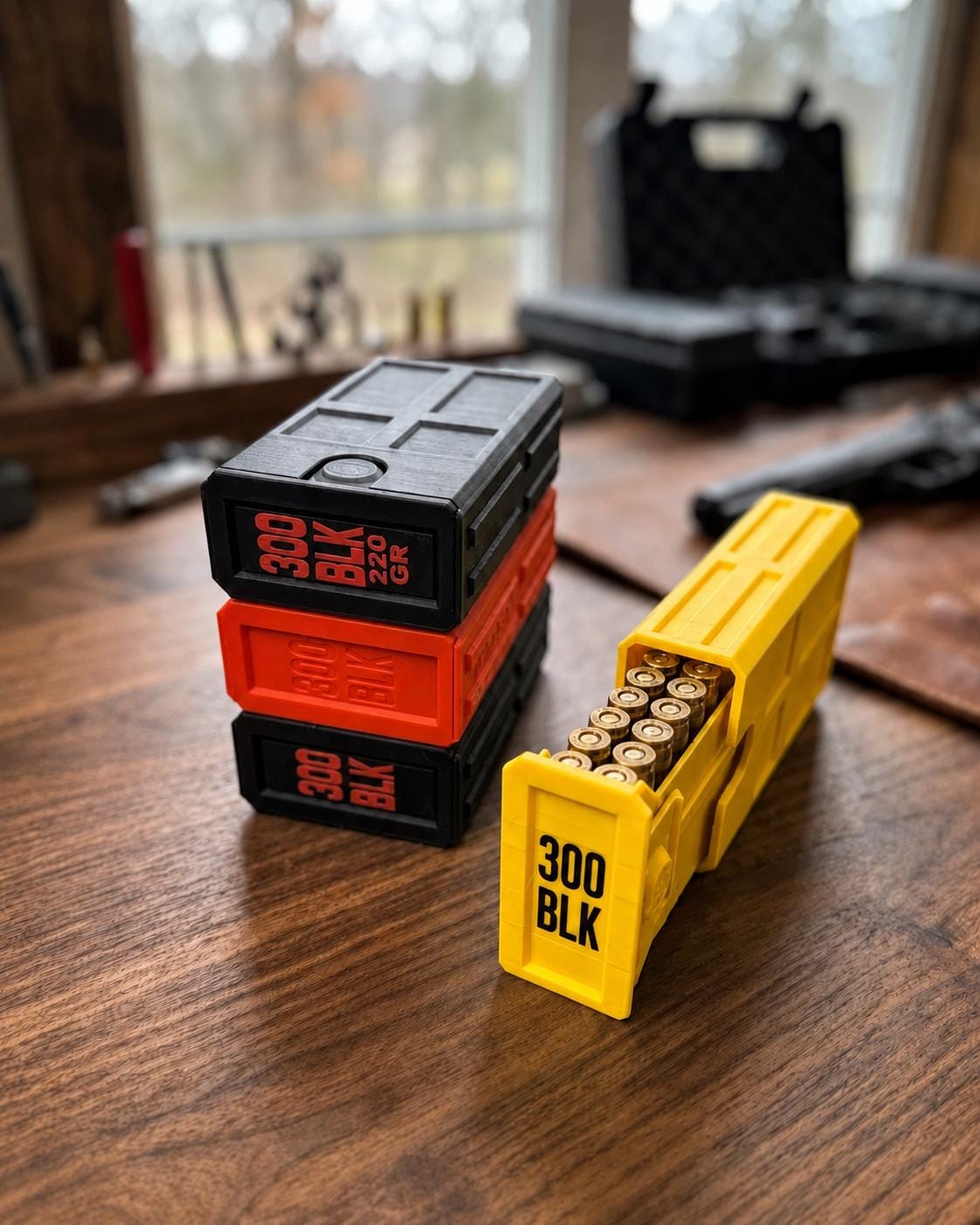 300 Blackout Ammo Box, 20-Round Stackable Ammunition Storage Case. Custom Colors