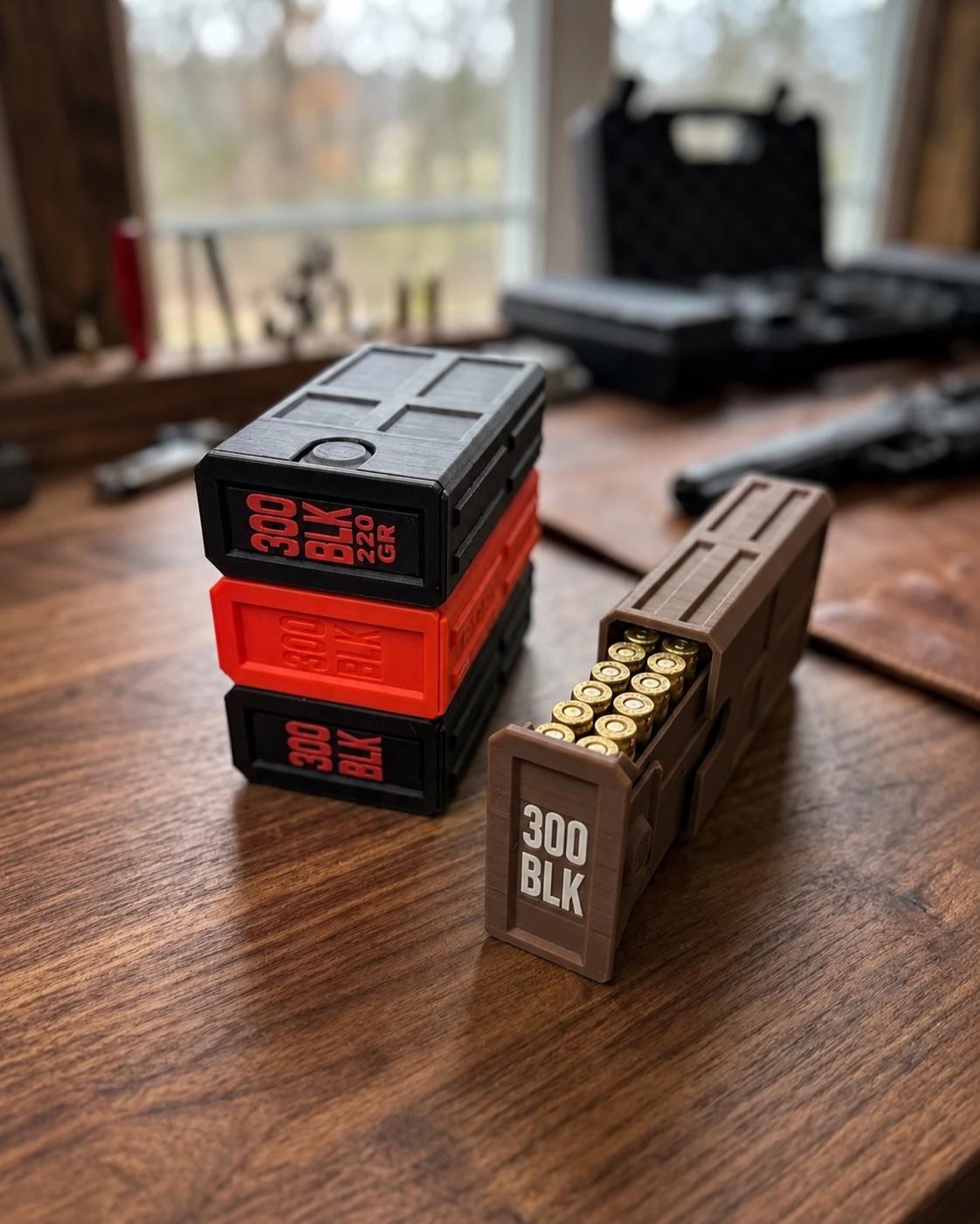 300 Blackout Ammo Box, 20-Round Stackable Ammunition Storage Case. Custom Colors