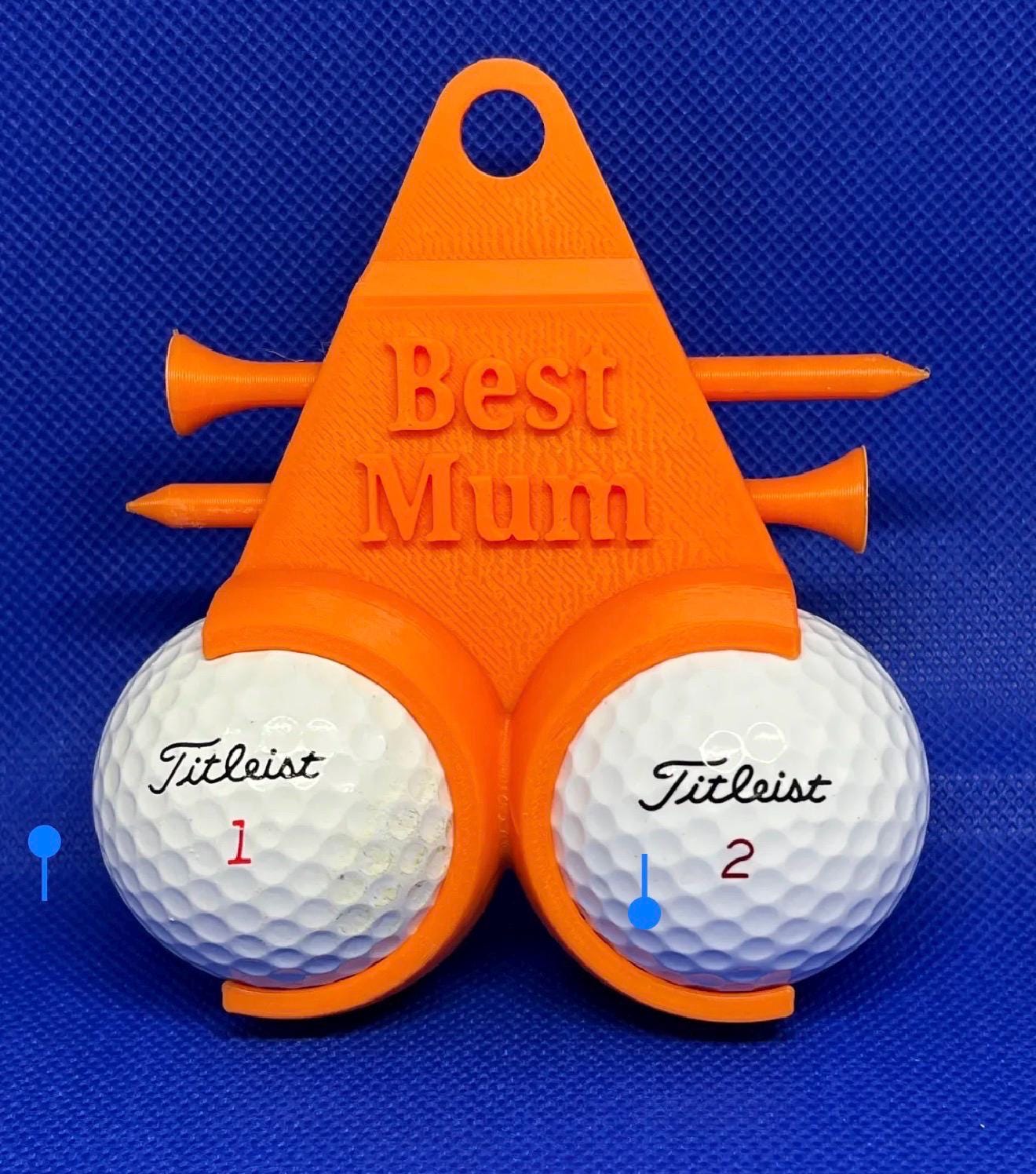 Golf Ball Holder Keychain, Custom Golf Gift, Holds 2 Balls & 2–4 Tees, Carabiner Golf Bag Accessory, Personalized Option