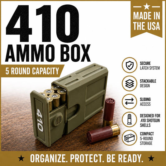 410 Shotgun Shell Ammo Box – Compact 5-Round Stackable Storage Case (Made in USA)