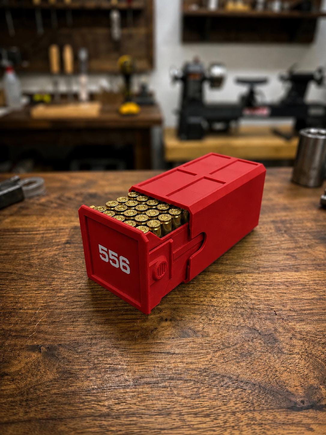 5.56 Ammo Box – 50 Round Stackable Ammunition Storage Case – Sliding Drawer with Dual Latches