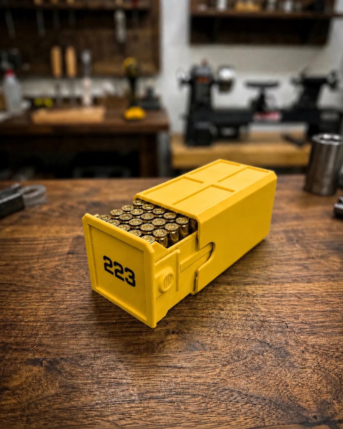 223 Ammo Box – 50 Round Stackable Ammunition Storage Case – Sliding Drawer with Dual Latches