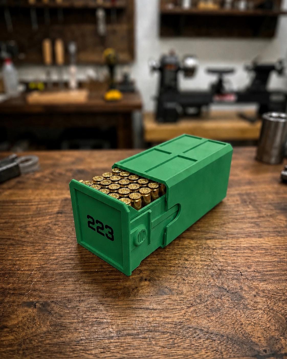 223 Ammo Box – 50 Round Stackable Ammunition Storage Case – Sliding Drawer with Dual Latches