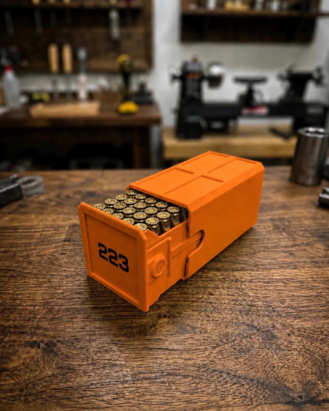 223 Ammo Box – 50 Round Stackable Ammunition Storage Case – Sliding Drawer with Dual Latches