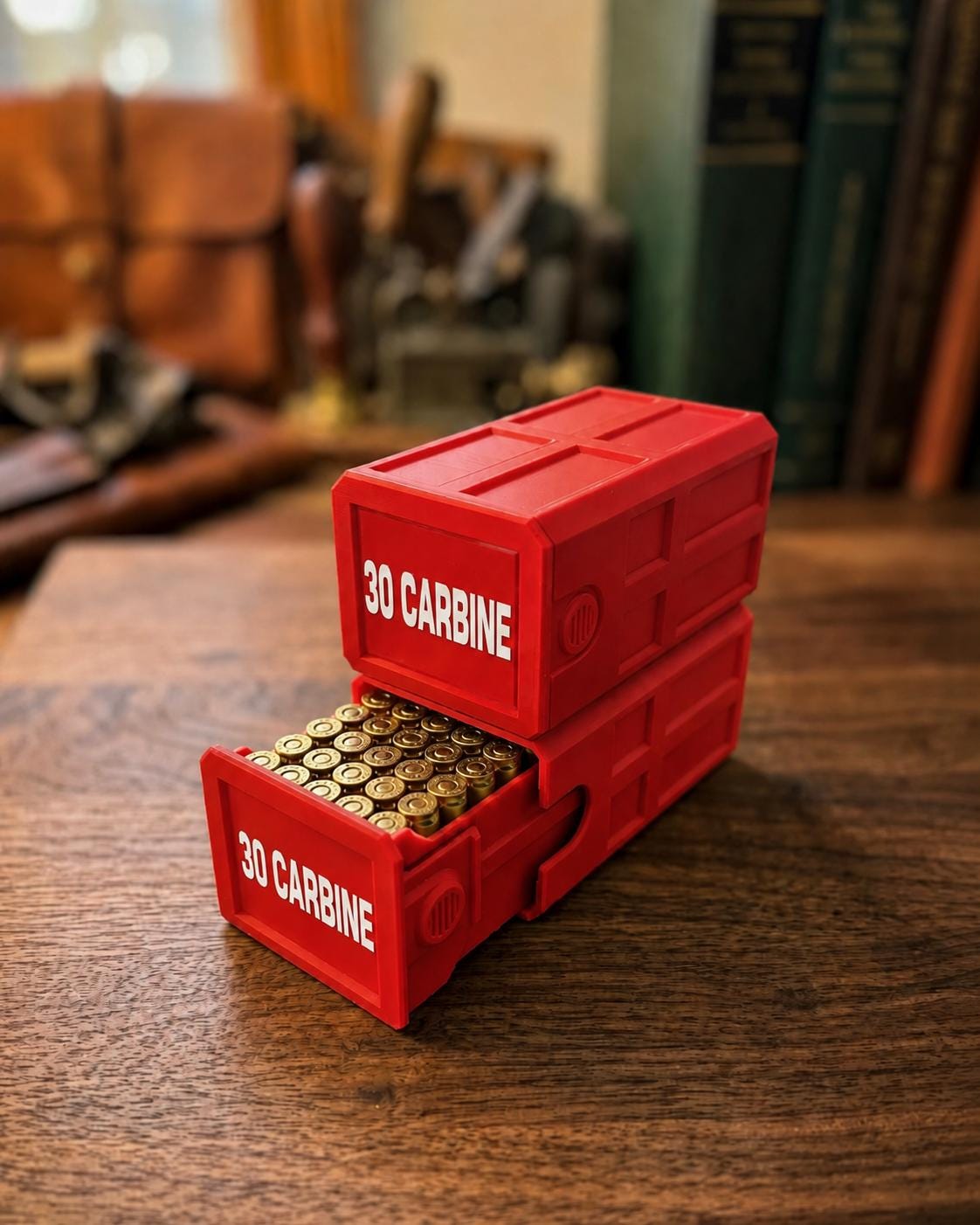 30 Carbine 50 Round Ammo Box – Stackable, Dual Latch, Storage Case, Custom Colors