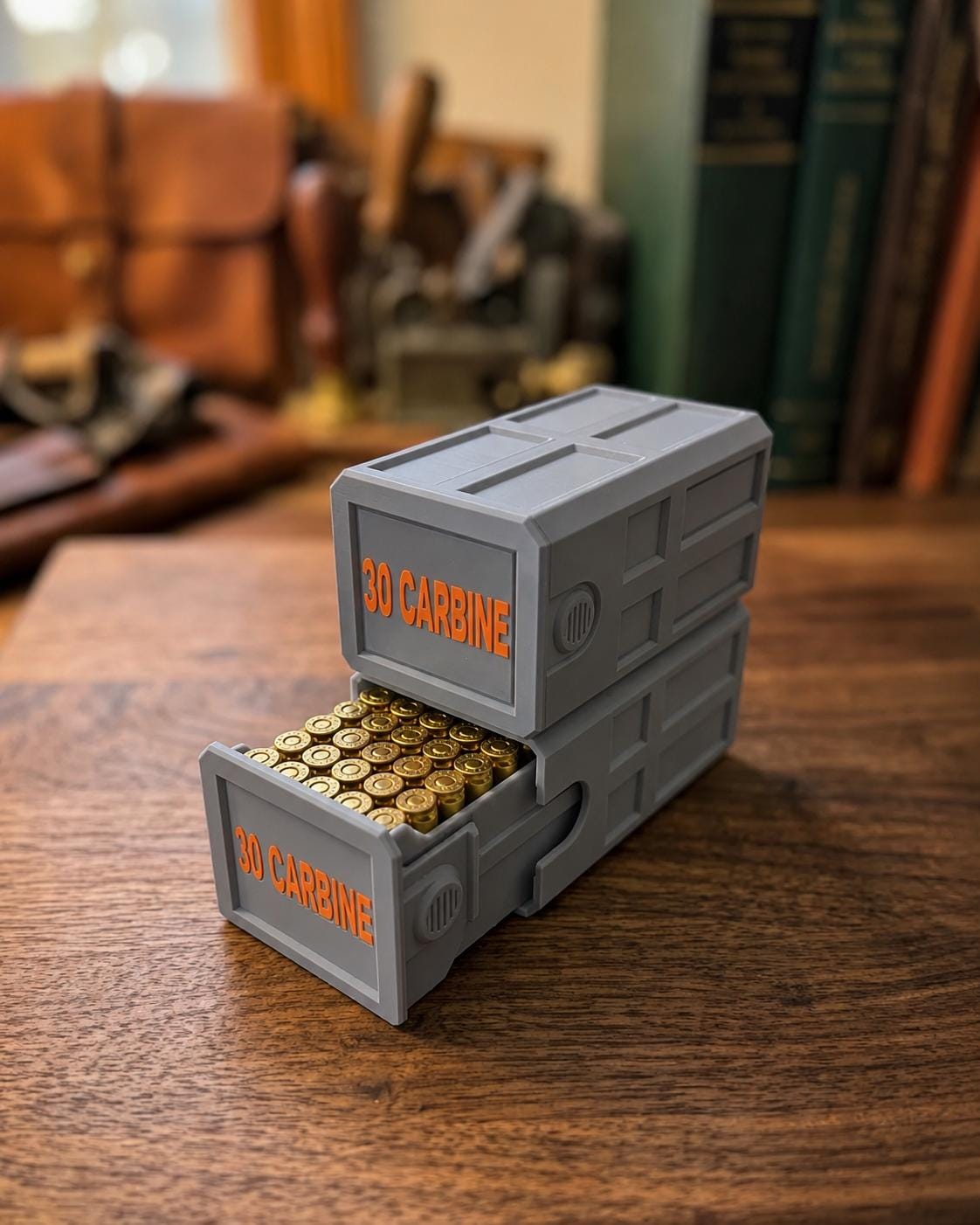 30 Carbine 50 Round Ammo Box – Stackable, Dual Latch, Storage Case, Custom Colors