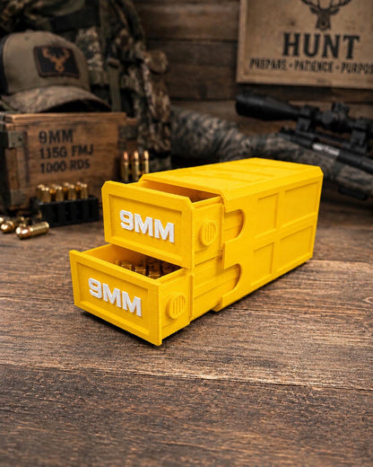 9MM Ammo Storage Box – 100 Round Stackable Case, Dual-Latch Organizer