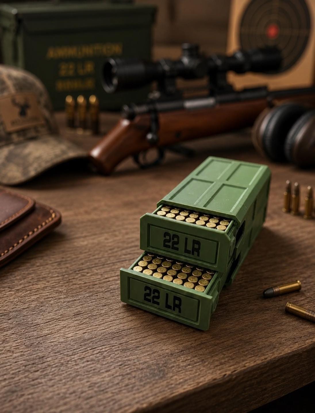 22LR Ammo Box – 210 Round Capacity – Stackable Sliding Ammunition Storage Case