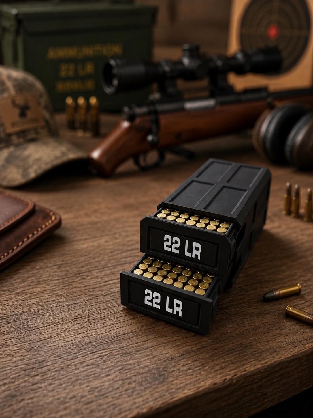 22LR Ammo Box – 210 Round Capacity – Stackable Sliding Ammunition Storage Case